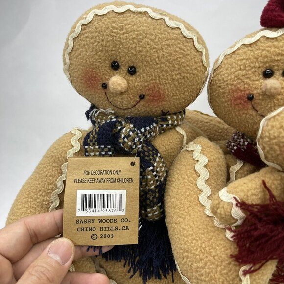 Vtg Homespun Collections Mr & Mrs Gingerbread Child Family Plush Christmas Decor - Picture 8 of 12